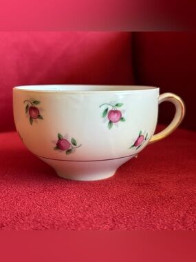 Ucagco China Teacup with Pink Floral Motif and Gold Trim Made in Occupied Japan